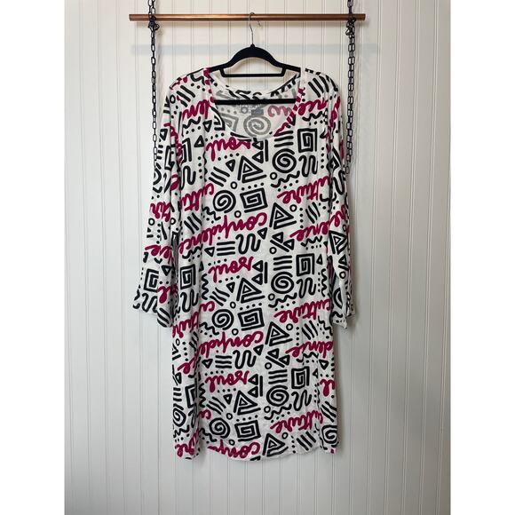 NWT Izzy & Liv Multicolor Print Cotton nightshirt PLUS One Size - Picture 1 of 7
